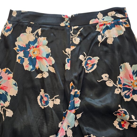 Anthropologie Elevenses Tansy Ruffle Leg Pants Black Floral US Size 6 - Picture 12 of 15